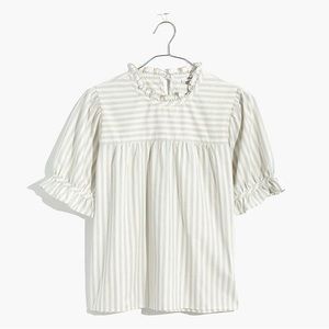 NWT Madewell Ruffle Neck Keyhole Top in Stripe